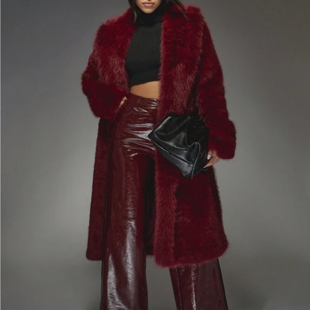 Women's Burgundy Faux Leather Pants